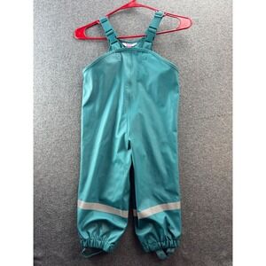 Kids Teal Rain Overalls Waterproof Puddle Pants SZ 92CM Reflective *SMALL DEFECT
